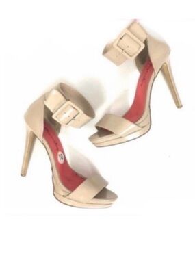 Penny Loves Kenny Nude Tan Ankle Strap High Heels Size 9.5